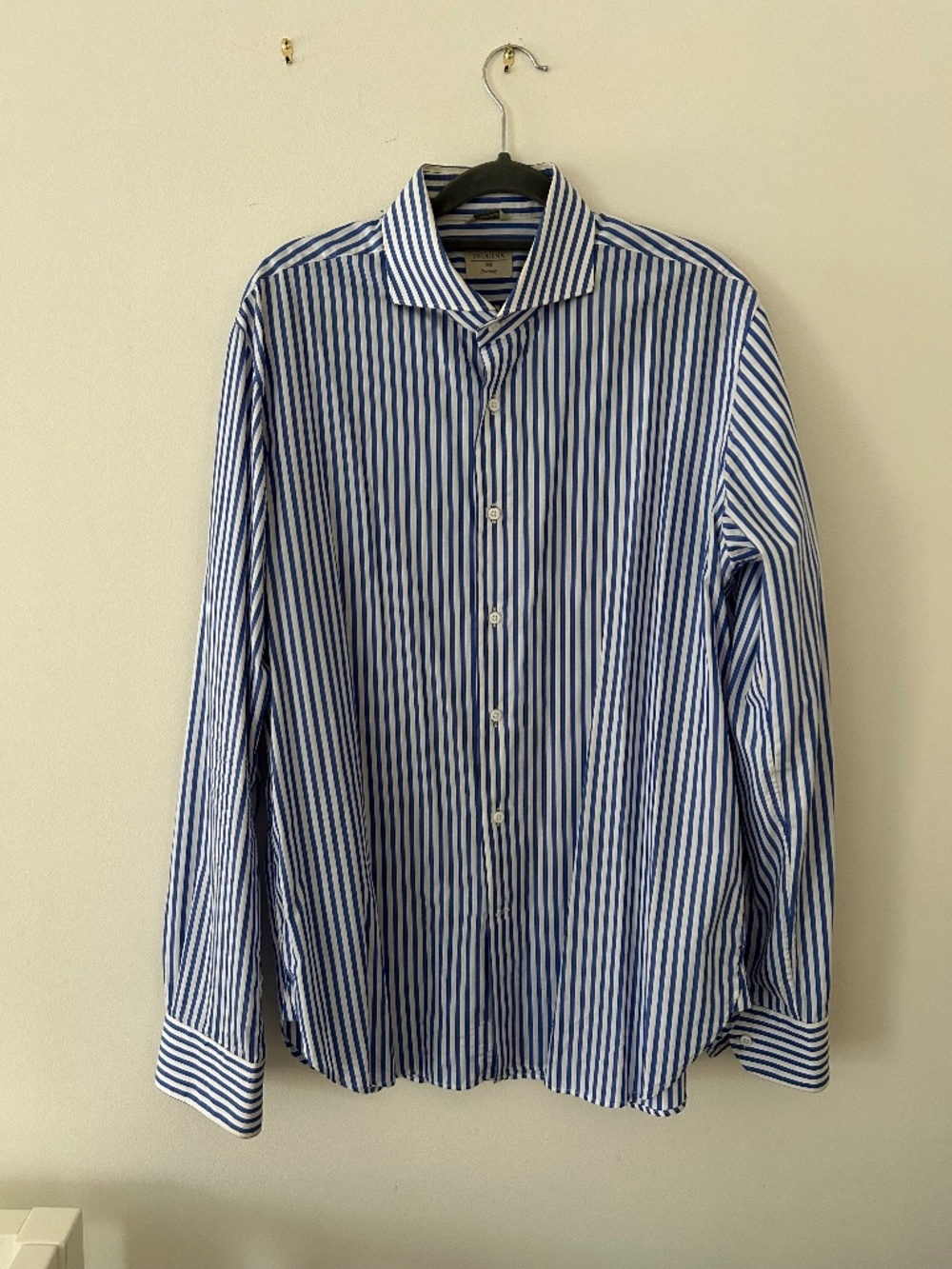 Blue white Butcher Stripe Italian dress shirt
